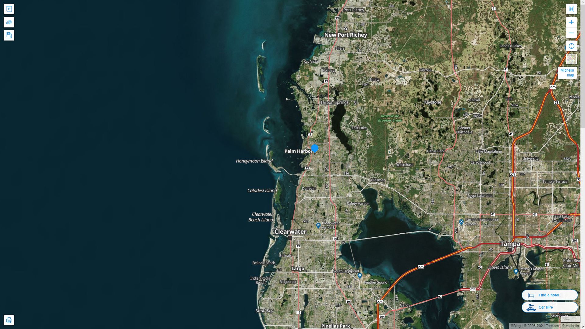 Palm Harbor Florida Highway and Road Map with Satellite View